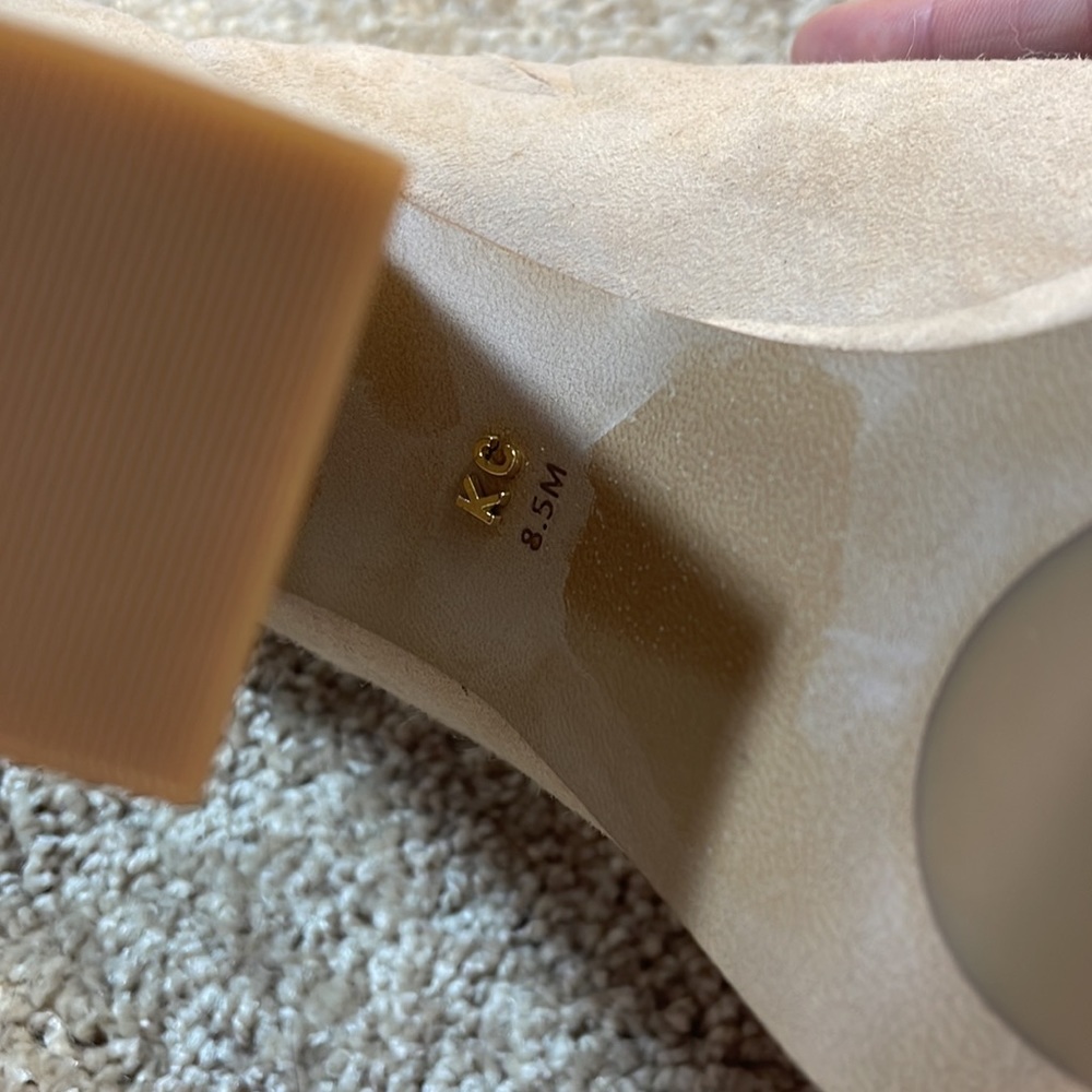 Kenneth Cole Gracen mule beige soft suede 5” chunky heel platform mule 8.5 NWT - Picture 8 of 13